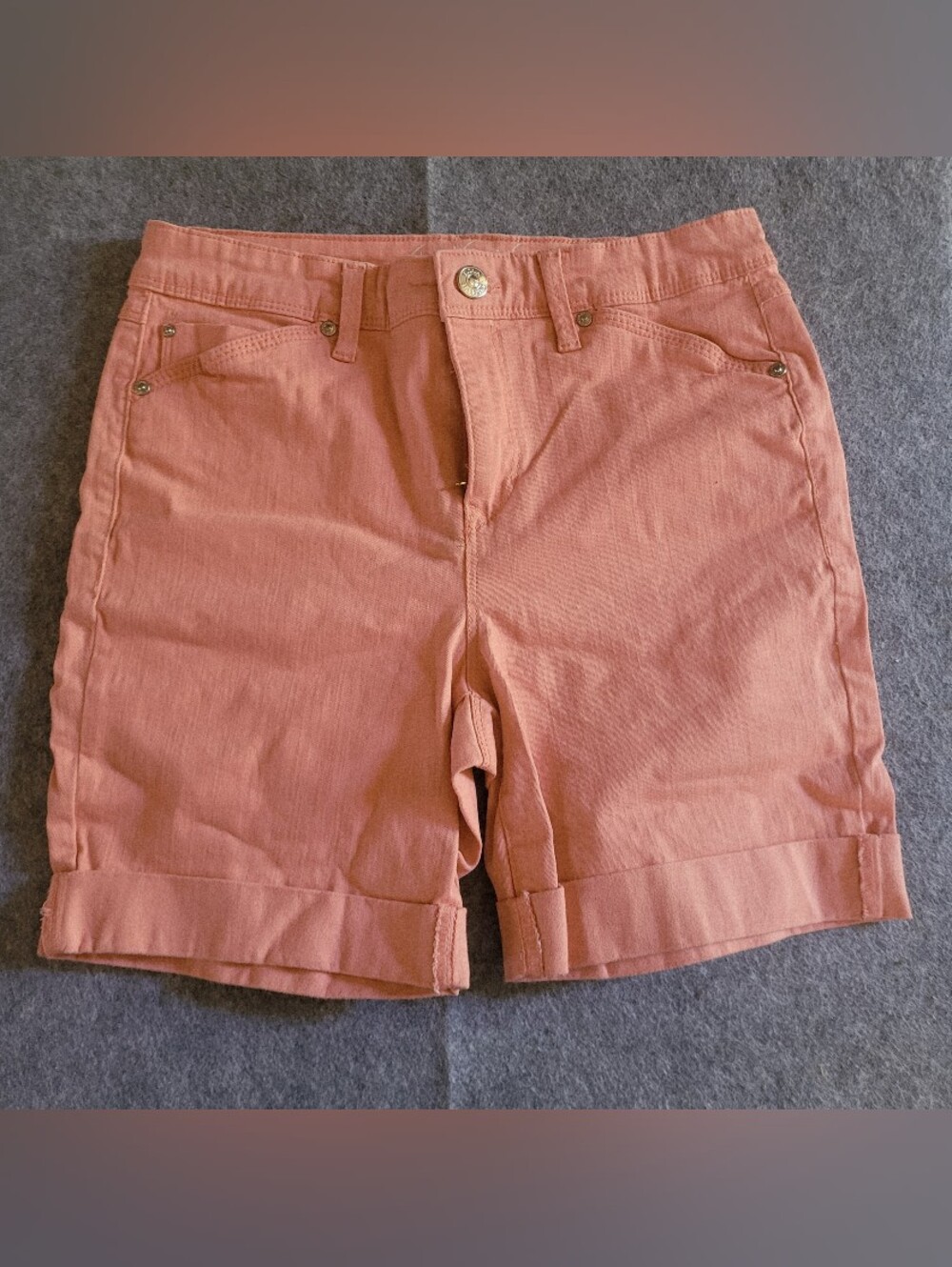 GLORIA VANDERBILT skimmer Peach Denim Jean Bermuda Shorts SZ 6